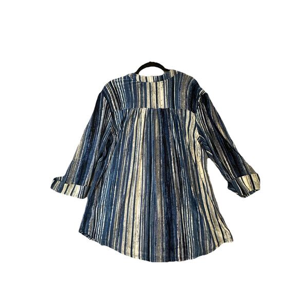 Women’s Boho Blue White Striped Tunic Top (Cato-Style, Made in India) 1x - Picture 2 of 8